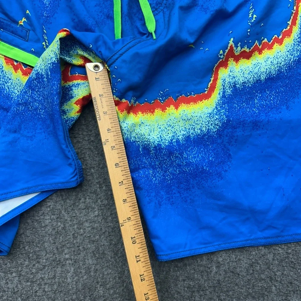 Pelagic Board Shorts Mens 40 Fish Finder Vibrant Blue Sonar Trunks Bathing Suit
